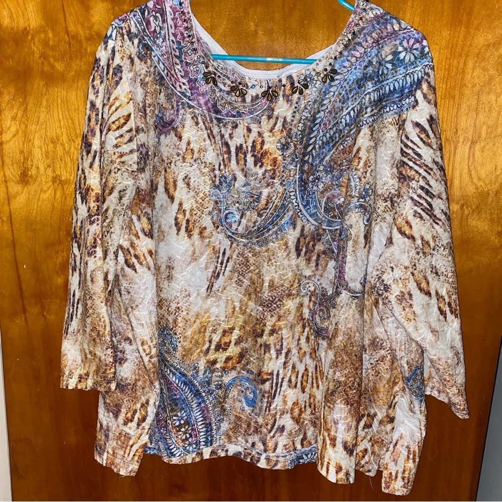ALFRED DUNNER Paisley 3/4 Sleeves Top Size 3X - Picture 5 of 5